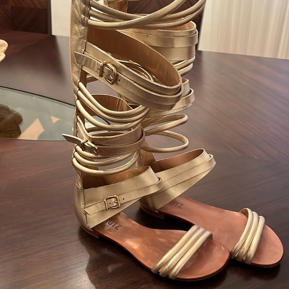 SCHUTZ Gold Gladiator Sandals - Picture 1 of 15